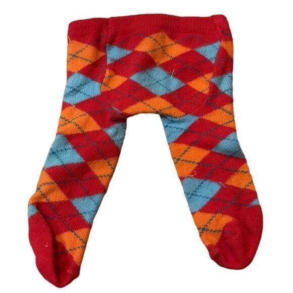 American Girl Bitty Baby Doll Red Argyle Footed Tights - Picture 4 of 4